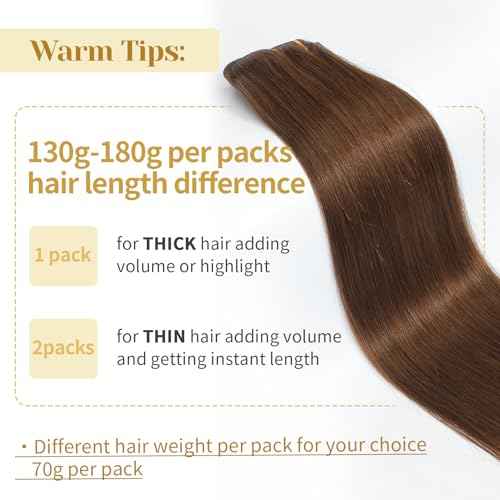 Clip in Hair Extensions Real Human Hair, Chocolate Brown ? 24 Inch 7pcs 180g/Pack, Soft Hair Extensions Real Human Hair Clip ins Straight for Women, Capable for all Occasion (#4 24 Inch)
