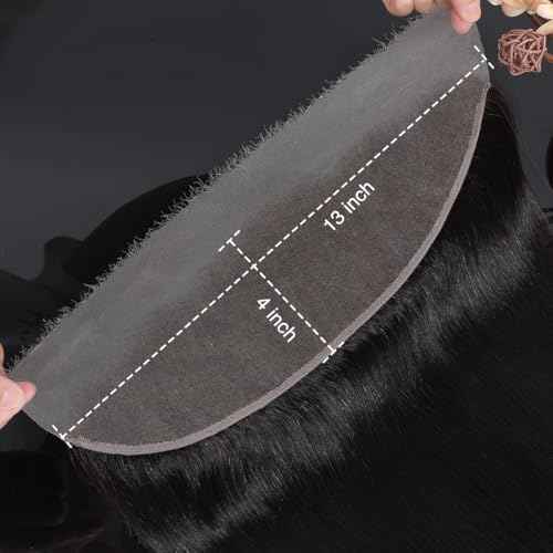 13x4 Real HD Lace Frontal Closure Human Hair Body Wave Skinlike HD Lace Frontal Brazilian Body Wave Human Hair Ear to Ear Free Part 150% Density Natural Black Color 22 Inch