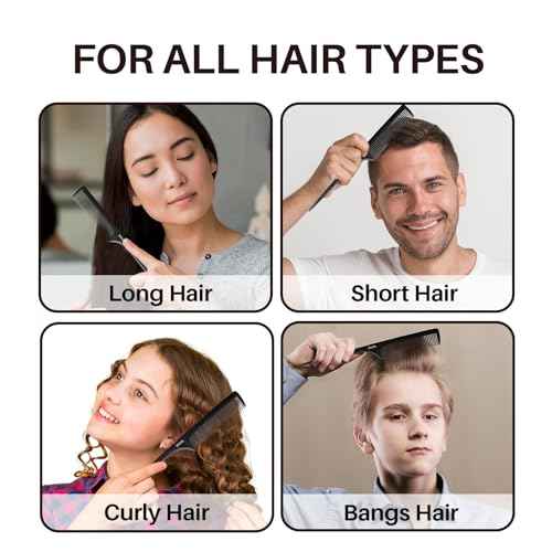 RHOS Rat Tail Combs for Parting, Fine Tooth Teasing Comb with Pick, 2 Pack Hair Styling Combs Set for Women and Men, Black, ABS Material