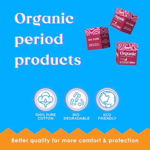 Besti First Period Kit for Girls (Ages 9-12) | Organic Pads & Liners, Pimple Patches, Bath Bomb, Lip Balm, Spa Headband & First Period Guide | Self-Care Gift Box for Teens ? Menstrual Starter Kit