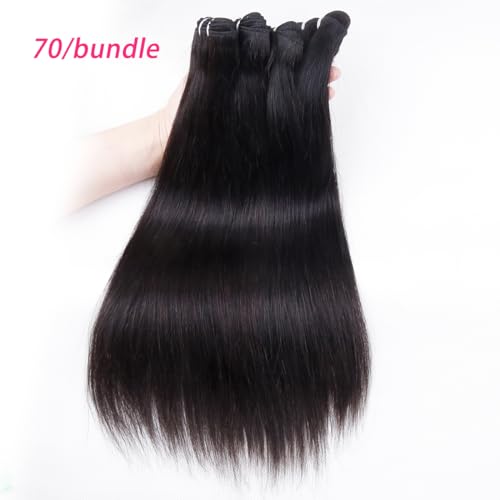 Straight 3 Bundles Human Hair 16 18 20 Inch 100% Unpro cessed Brazilian Virgin Human Hair Bundles Double Weft Weave Bundles Straight Hair 70g/Bundle Hair Natural Color