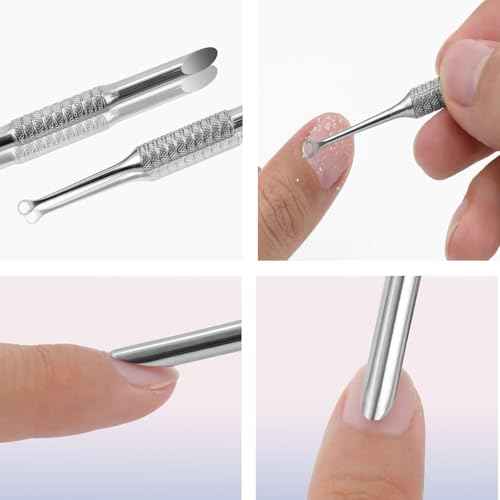 Cuticle Pusher with 2 Ends,Pre-treatment Cuticle Pusher Cuticle Remover with Sandpaper Sheets,Nail Art Dead Skin Removing Manicure Tool (1 Cuticle Pusher+5 Sandpaper Sheets)