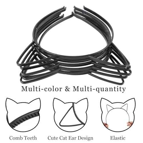 25Pcs Cat Ears Headbands for Women Black Plastic Kitty Hairbands Cat Ear Hair Hoops Halloween Decorations Hair Accessories for Women Favor for Party Costume Daily Wearing