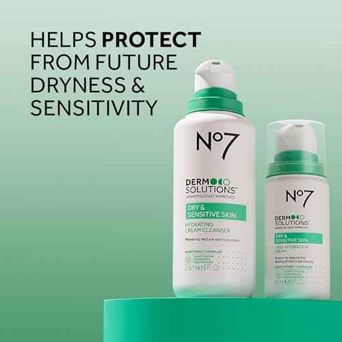 No7 Derm Solutions Hydrating Facial Cleanser - Gentle Cream Face Wash Formulated with Ceramides, Niacinamide & Adaptogens to Help Maintain Skin's Moisture Barrier - For Dry & Sensitive Skin (8 Fl Oz)