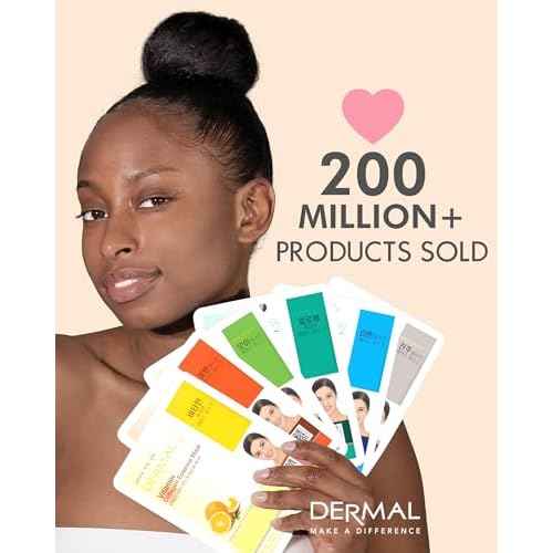DERMAL Q10 Collagen Essence Facial Mask Sheet 23g Pack of 10 - Coenzyme Q10, Anti Wrinkle and Anti Aging, Skin Elasticity, Daily Skin Treatment Solution Sheet Mask