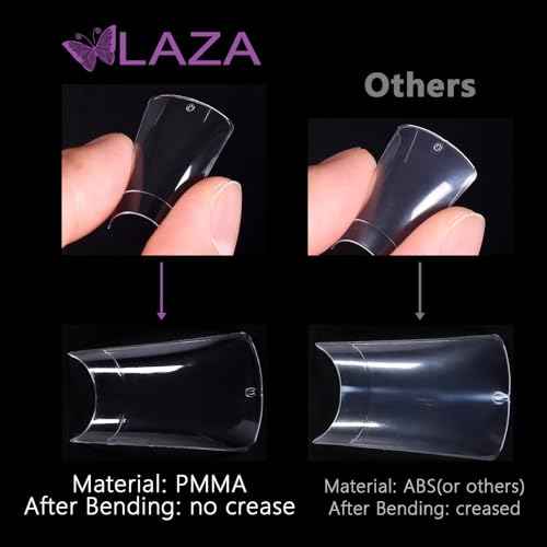 Laza 600pcs Short Duck Nail Tips 12 Sizes Box-packed Clear Duck Nails Half Cover Wide Nail Tips French False Nail Tips for Acrylic Nails Extension Tips ? 22MM