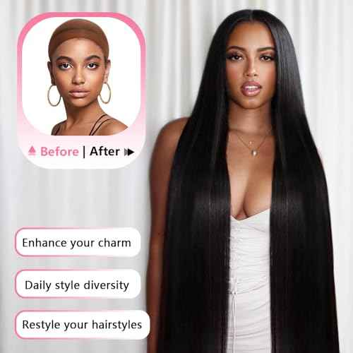 13x6 Lace Front Wigs Human Hair for Women 200 Density HD Transparent Straight Lace Front Wigs Human Hair Pre Plucked Glueless Wigs Lace Frontal Wigs Natural Color 18 Inch