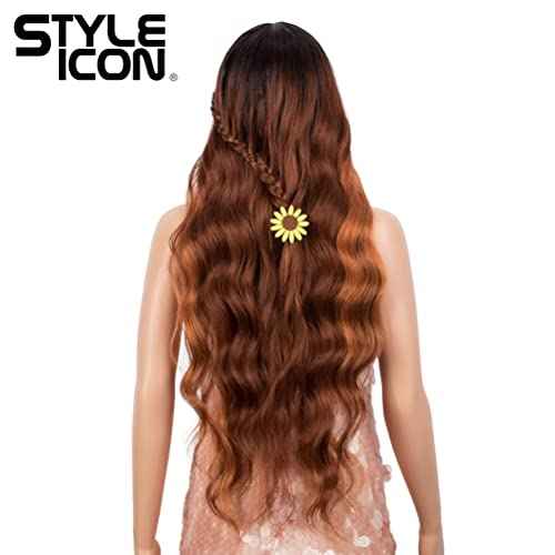 Style Icon 32¡± Long Wavy Wig Middle Part Synthetic Wigs Lace Front High Temperature Fiber Heat Resistant Wig (32 Inches, TTOL 99A/340C/145T)