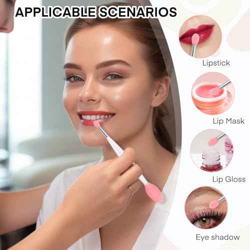 Unaone Lip Scrub Brush - 2 PCS Dual-ended Lip Scrubber Exfoliator and Silicone Lip Brush, 3-in-1 Silicone Lip Scrub Tool Lip Mask Applicator, Gentle Exfoliator & Applicator for Soft