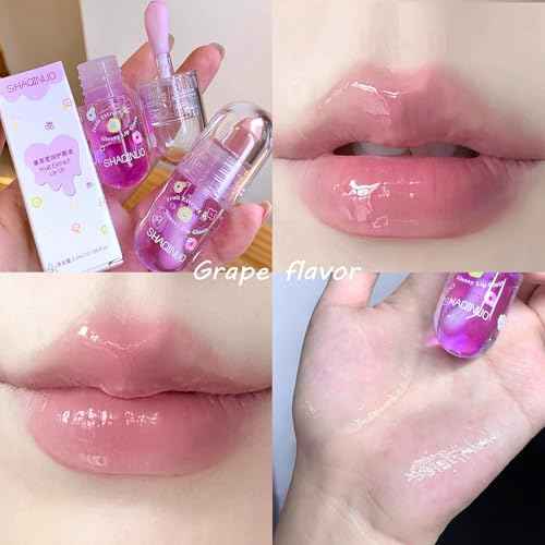 4 Pcs Lip Gloss Oil Set, Fruit Flavored Lip Gloss Set Cute Lip Jelly Hydrating Lip Make-Up for Kids and Teens, Kid Friendly, Party Gift, Non-toxic