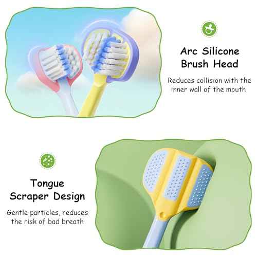 Toddler Toothbrush 8 Pack, Soft Baby Toothbrush Efficient 3 Sided Kids Tooth Brush for Ages 1-12 Years, Infant Training Tooth Brush Complete Tooth and Gum Care, Easy to Grip(Patent)