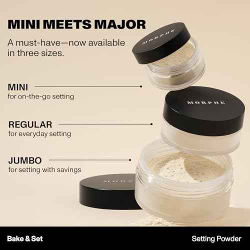 Morphe Mini Bake & Set Setting Powder - Lightweight, Talc-Free Finishing Powder for Face Makeup with a Soft, Natural Finish - Minimizes Shine for Up to 24HR - Brightening Pink (0.09 oz)