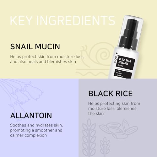 coxir BLACK SNAIL GIFT SET | Birthday Gifts | Black Rice, Snail Mucin, Collagen, Peptide | Firming, Moisturizing, Repairing, Korean Skin Care,Holiday Gift Set,Christmas Gift Set