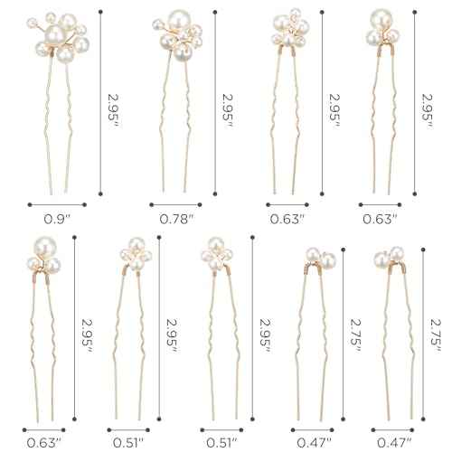 SWEETV 9 Pieces Bride Hair Accessories Pearl Wedding Hair Pins Leaf Bridal Hair Piece Vintage Hair Headpiece Leaf Hair Clips Jewelry for Women Bridesmaids Brides Flower Girls