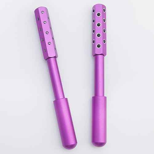 Facial Roller - Uplift Facial Massaging Beauty Roller, Face Massager Roller, Face Rollers for Women, Portable 7.6" Purple Beauty Roller for Face, Eye, Neck, Chin, Skin - 24-Stone