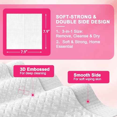 FACEMADE 120 Count Disposable Face Towels, 100% USDA Biobased Face Towelettes Disposable, Clean Facial Towels for Makeup and Clean Skin, Super Soft and Thick Dry Wipes Club