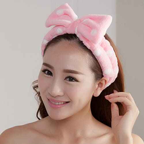 42 Pcs Cute Fluffy Bow Headbands - Adjustable Spa Makeup Headbands for Women, Girls, Gifts, Yoga, Sports