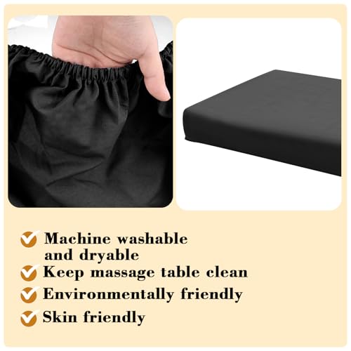 Macarrie 6 Pack Microfiber Massage Table Sheets Soft Massage Table Cover Reusable Spa Bed Sheets Salon Protective Cover Fitted(Black)