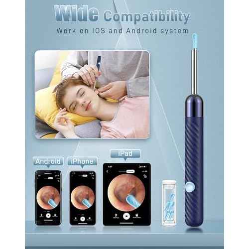 Ear Wax Removal Tool Camera - Ear Wax Removal Kit - Ear Cleaner with Camera - 1080P HD Ear Camera with 6 Ear Spoon - Ear Cleaner for iOS & Android