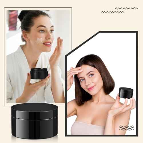 Dandat 72 Pcs 8 oz PET Loose Powder Containers Plastic Jars with Lid and Label, Leak Proof Empty Cosmetic Jars for Lotion, Cream, Gel, Powder - Refillable Travel Storage Containers(Black)