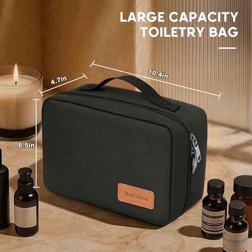Toiletry Bag for Men,Travel Toiletry Organizer,Travel Essentials Dopp Kit,Water Resistant Shaving Bag for Toiletries Accessories -Black