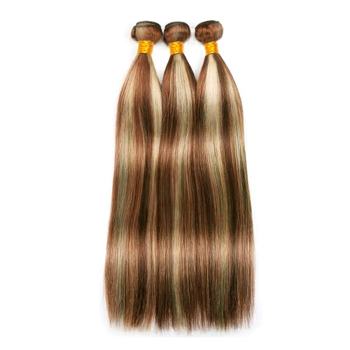 P30/613 Human Hair Bundles Color #30 Straight Human Hair Bundle Light Brown Straight Bundle 14 16 18 Inch Mixed Length 3 Bundles