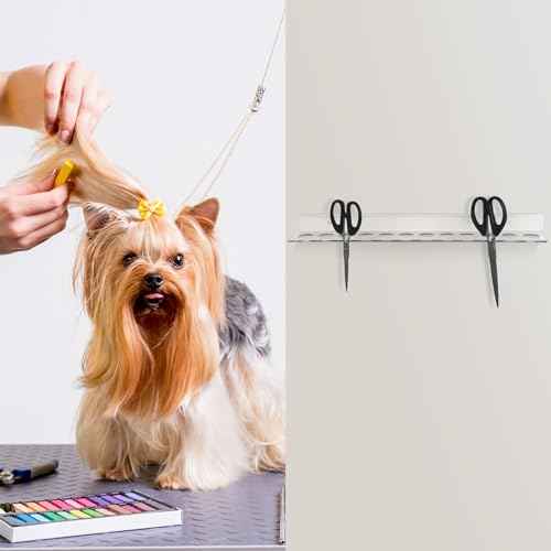 12 Slot Acrylic Wall Mounted Shear Holder Clear Scissors Holder Rack 15.75" Wide 0.12" Thick Shear Organizer with Hanging Screws for Dog Grooming Salon Hairdresser Barber storage