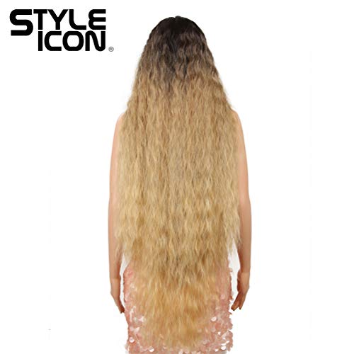 Style Icon 41¡± Lace Front Wigs Long Wavy Synthetic Wigs with Baby Hair Half Hand Tied 130% Density Wigs (41", TAT6/27/24E)
