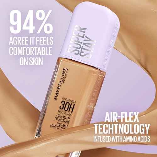 Maybelline Super Stay Lumi-Matte Foundation, Lightweight and Buildable Full Coverage Foundation Makeup For Up To 30HR Wear, 125, 1 Count