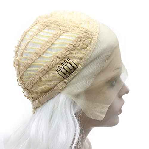 MX angel Shoulder Length Wavy White Lace Front Costume Party Wig
