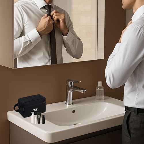 Small Travel Toiletry Bag for Men Women Personalized Initial Toiletry Bag Water-Resistant Mini Bathroom Bag Compact Hygiene Pouch for Travel or Gym (C, Black)