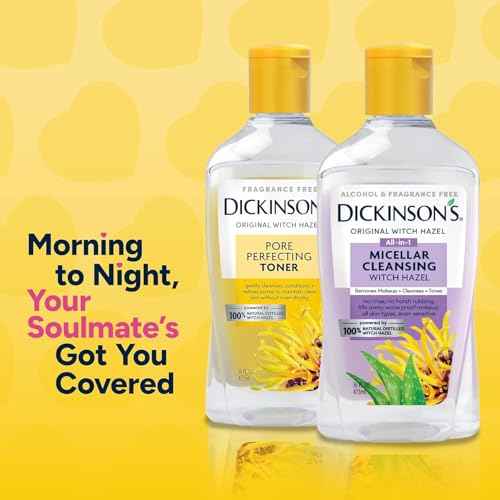 Dickinson's Micellar Cleansing Witch Hazel, An All-in-1 Makeup Remover, Pore Refiner, Skin Cleanser and Toner; Alcohol Free with Aloe, for Sensitive Skin, 16oz