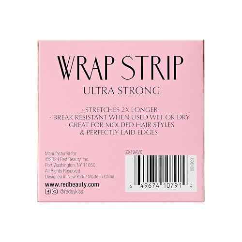 Red by Kiss Hair Wrapping Strip, Ultra Strong 2X Longer Stretch, 40 Strips, Suitable for Wet/Dry Hair, White, Styling Paper for Sleek Hairstyles (3.5", White, 1 PACK)