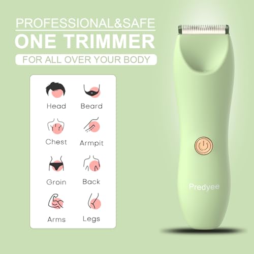 Body Hair Trimmer for Men Women - Ball Trimmer Manscape Electric Shaver for Pubic Groin Bikini - IPX7 Waterproof Rechargeable Body Groomer with LED Light Travel Lock - 120Min Runtime