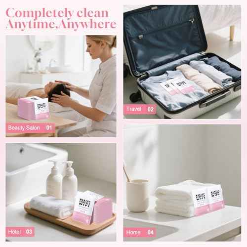 Pack of 50 Makeup Remover Wipes Individually Wrapped,Sakura Scent,Face Cleansing Wipes Bulk, Travel Towelette Makeup Remover Cloth for Face Cleansing Skin Care Remove Makeup