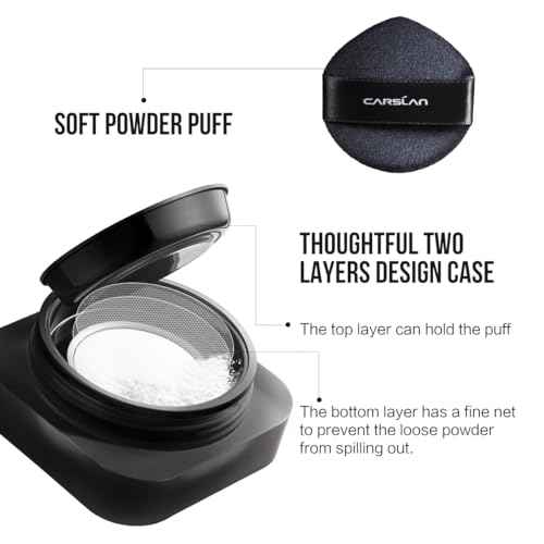 CARSLAN 1.0 Soft Focus Loose Setting Powder, Waterproof, Matte, Oil Control, Shine Free, Talc-Free Face Powder Makeup, 24H Longwear Finishing Powder, 02 Translucent For Oily