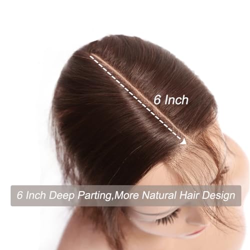 2x6 Lace Closure Human Hair 4# Chocolate Brown Transparent Lace Closure Straight Deep Middle Part 100% Raw Virgin Human Hair 150% Density 16 Inch