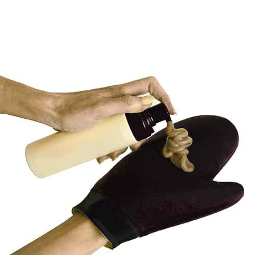 VNITT 2 IN 1 Self Tanning Mitt Applicator Kit Set - Self Tan Mitt, Glove and Brush for Face and Body, Hands, Legs (Black)