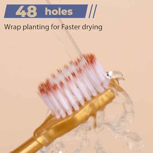 Soft Toothbrushes for Adults, Medium Manual Wider Head Tooth Brush, Good Cleaning Effect for Sensitive Teeth Oral Gum Recession (6 Pack)