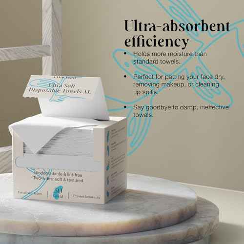 50 CT Face Cloths for Washing Face ? Biodegradable Viscose Disposable Face Towel ? Ultra Absorbent Clean Towels Wipes for Skincare & Makeup Removal ? Lint-Free Facial Towelettes for Sensitive Skin
