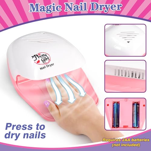 Kids Foot Spa & Nail Kit Set, Kids Spa Day Kit for Girls, Massage Foot Soak Tub and Nail Dryer, Manicure Pedicure Art Salon Girl Gift for 5-12, Christmas Birthday Gifts