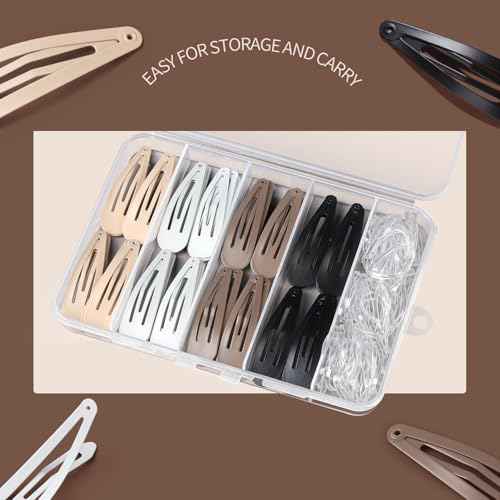 Teenitor 148pcs Snap Hair Clips, 48pcs Hair Barrettes Hair Clips 100pcs Hair Bands, Metal Hair Snap Clips for Women Girls, Barrettes for Women 4 Colors