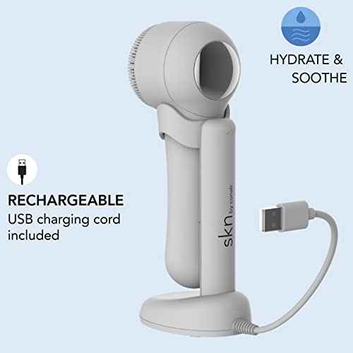 skn by conair Cryotherapy Advanced Facial Cleansing Brush, Featuring Ultra-Hygienic Silicone Brush Head and Cool Plate to Help Soothe Inflammation and Reduce Puffiness