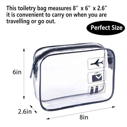 Clear Makeup Bags TSA Approved Toiletry Bag-6Pack£¬Clear TravelBags for Toiletries, Carry on Airport Airline Compliant Bag,Black