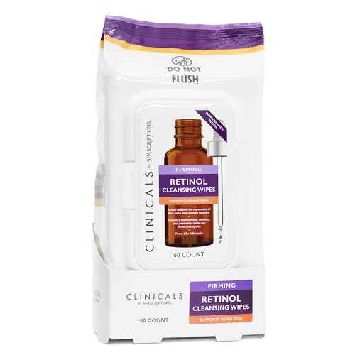 SPASCRIPTIONS Firming, Retinol Cleansing Towelettes, 60 Ct. Firm & Smooth with Retinol and Vitamin E, Helps Reduce Fine Lines, Tone & Refresh Aging Skin (1 Pack)