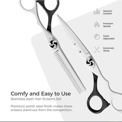 Suvorna Thinning Shears for Hair Cutting with Hair Scissors Professional | 2 pcs hair cutting scissors | 6.5" RightHand Barber Scissors for Cutting and Layering | Hair Shears for Women and Men
