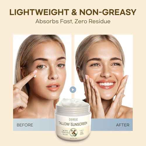 (Pack of 2) Organic Beef Tallow Sunscreen SPF 30: Instant Sun Protection with 100% Grass Fed Tallow and Zinc Oxide - Deep Hydration & Non-Greasy Formula for Adults and Kids (2.12 oz Each)