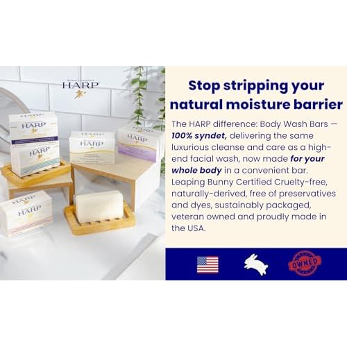 HARP Anti-Aging Body Wash Bar With Retinol + Niacinamide, Vitamin E, Hyaluronic Acid. 100% Syndet Base. Soap/Lye-Free and FRAGRANCE FREE (3-Pack, Anti-Aging Serum)