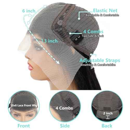 ABALON 13x6 Body Wave Lace Front Wigs Human Hair 200% Density 26 Inch HD Lace Frontal Wigs Human Hair Pre Plucked Body Wave Wig Glueless Wigs for Women Brazilian Virgin Human Wigs