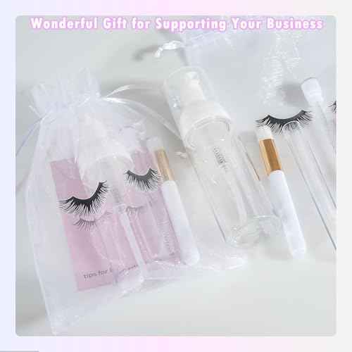 50PCS Lash Shampoo Bottles Brushes Set, Empty Lash Shampoo Bottle, Lash Cleaning Brush, Eyelash Extension Tube Brush, Instructions Cards, Aftercare Bags for Lash Business Clients (50pcs in white)